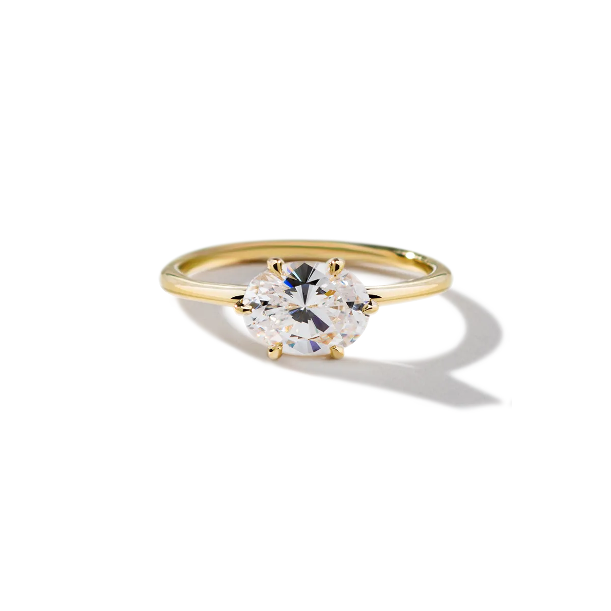 East-West Halo Diamond Engagement Ring