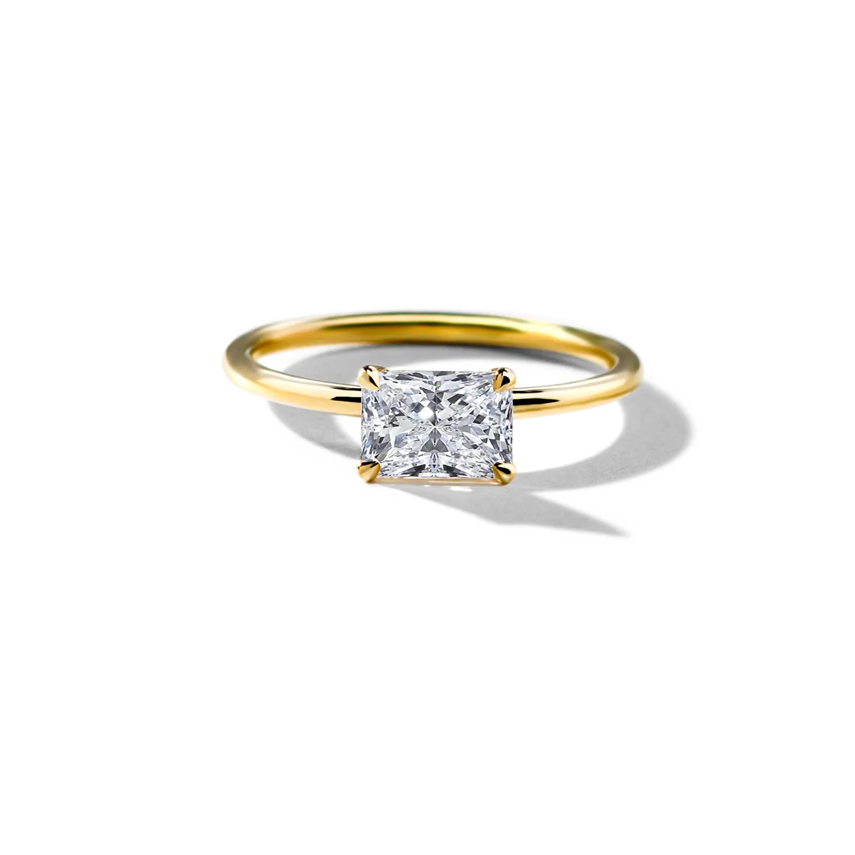 East-West Halo Diamond Engagement Ring