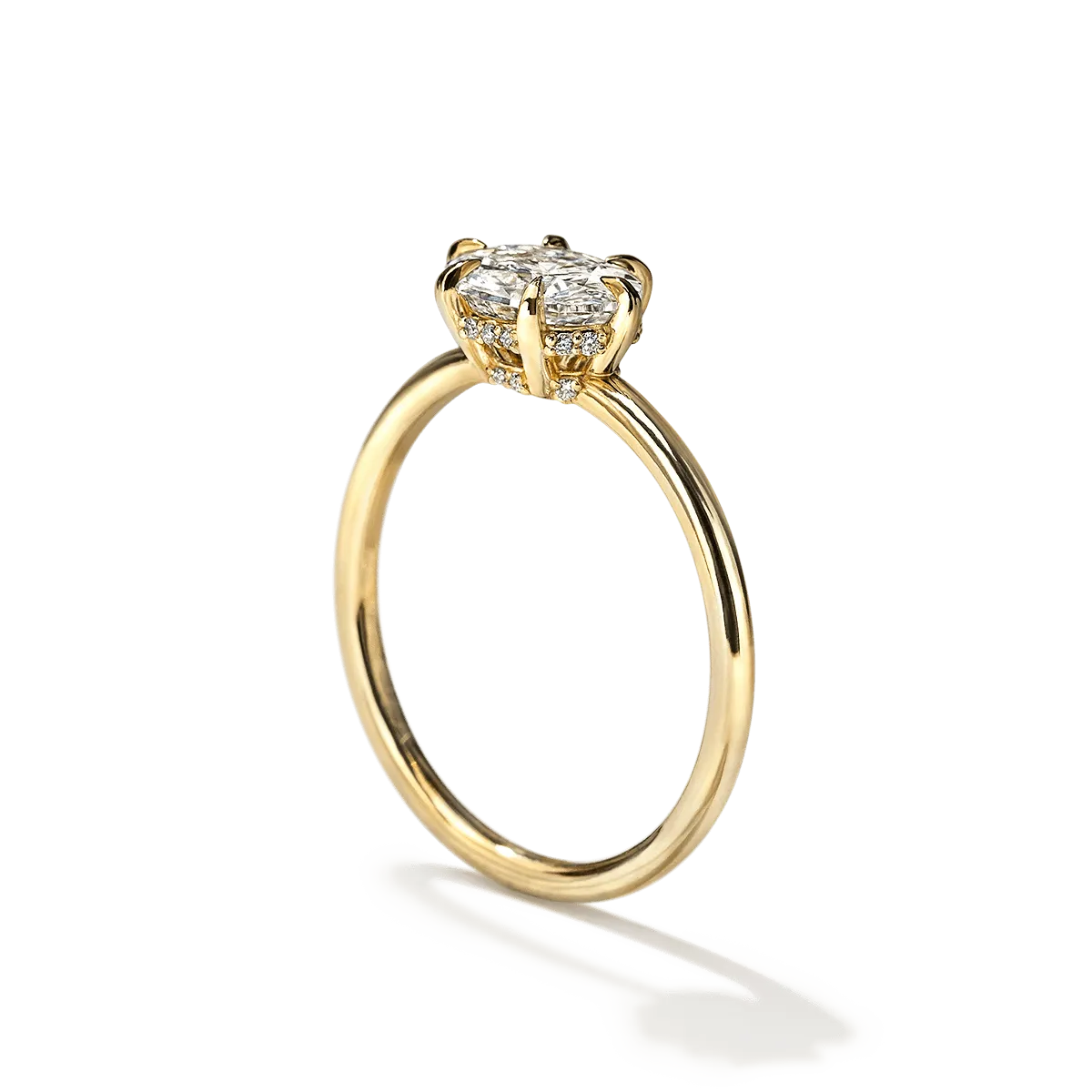 East-West Halo Diamond Engagement Ring