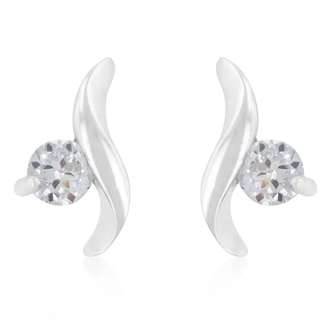 Elaine Twisting Solitaire CZ Stud Earrings  | 0.5ct