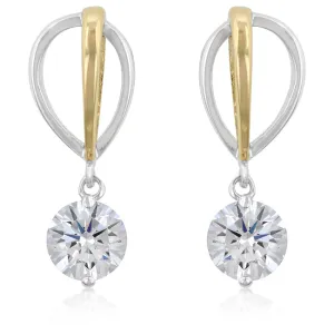 Elata Two-Tone CZ Drop Earrings | 1.5ct