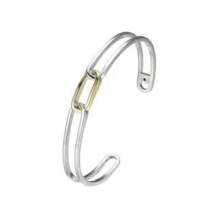 ELLE Two Tone "Parallel" Link Flex Cuff Bracelet (SI6115)