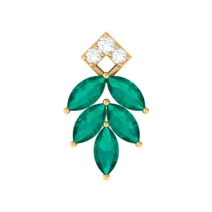 Emerald and Diamond Leaf Cartilage Earring