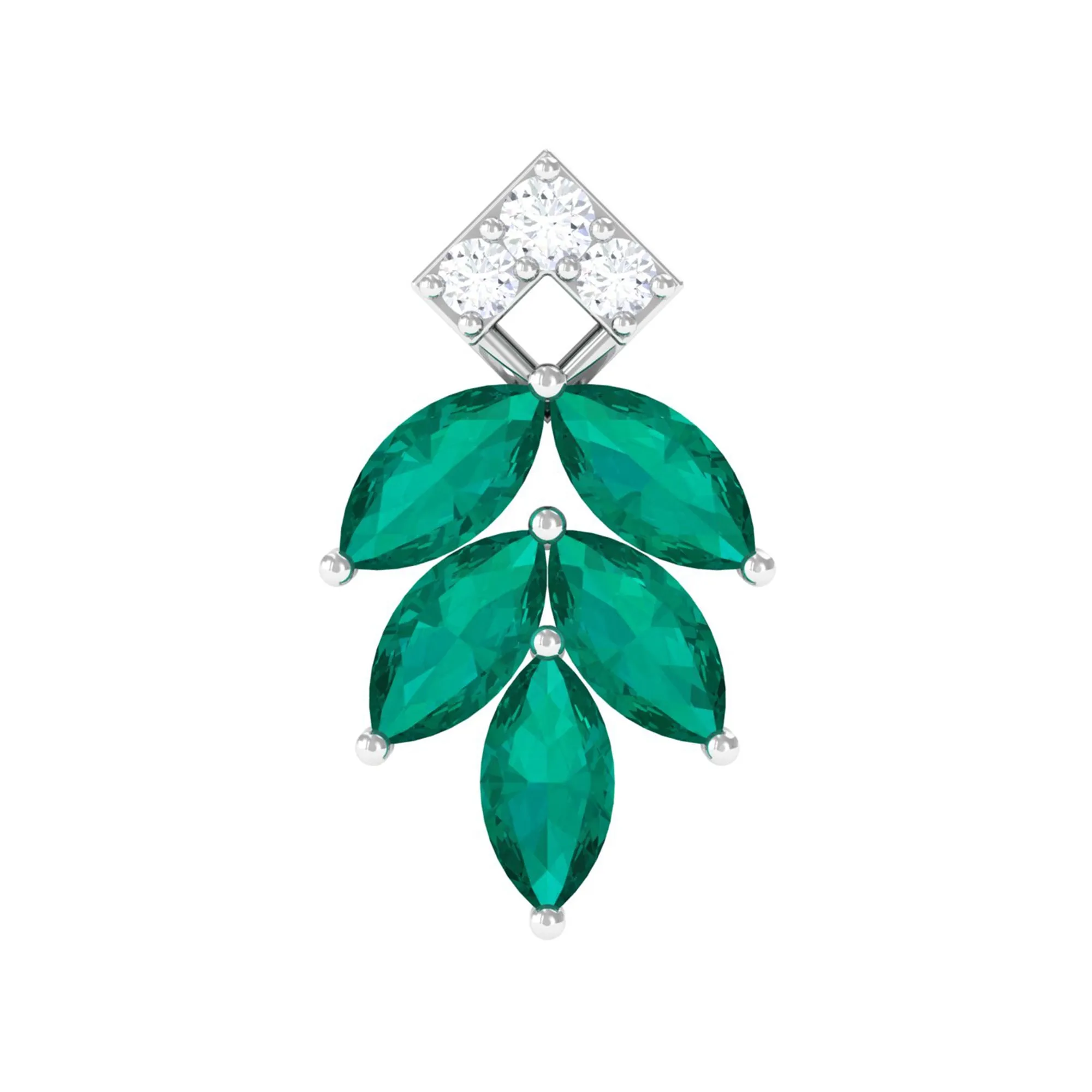 Emerald and Diamond Leaf Cartilage Earring