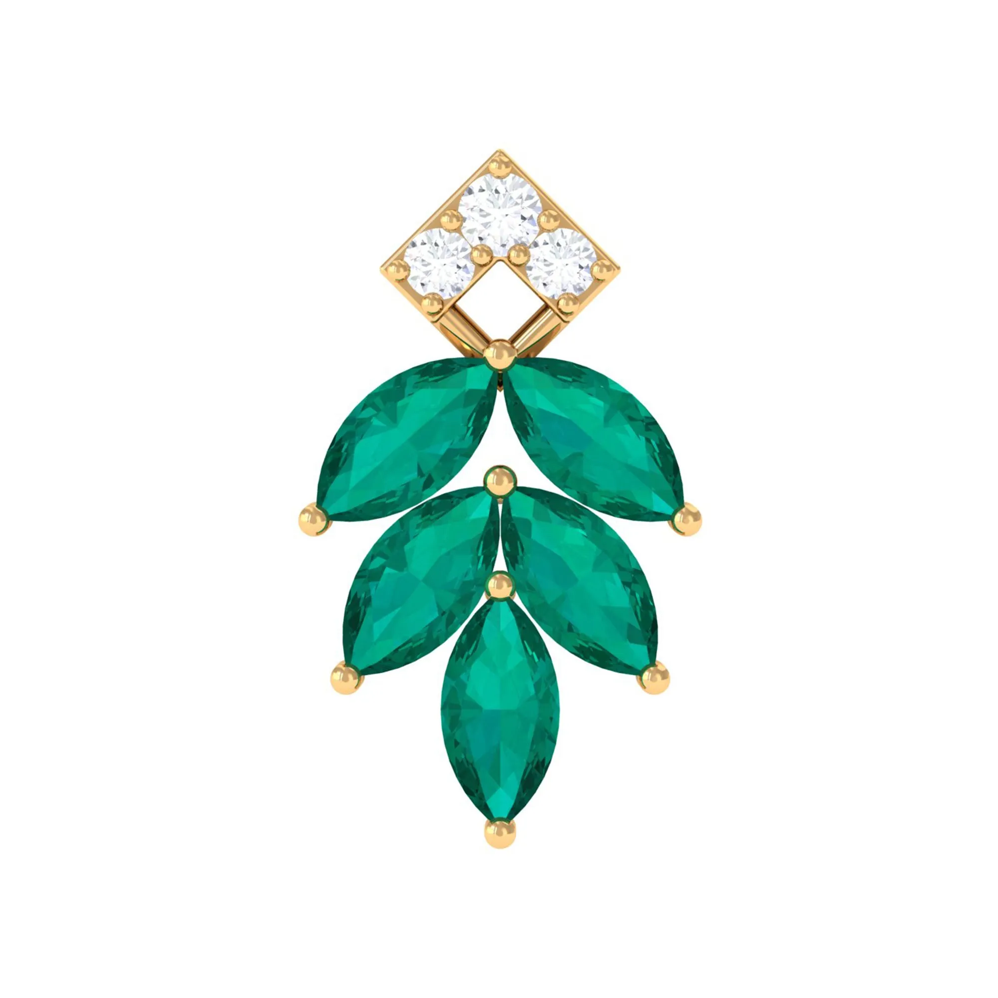 Emerald and Diamond Leaf Cartilage Earring