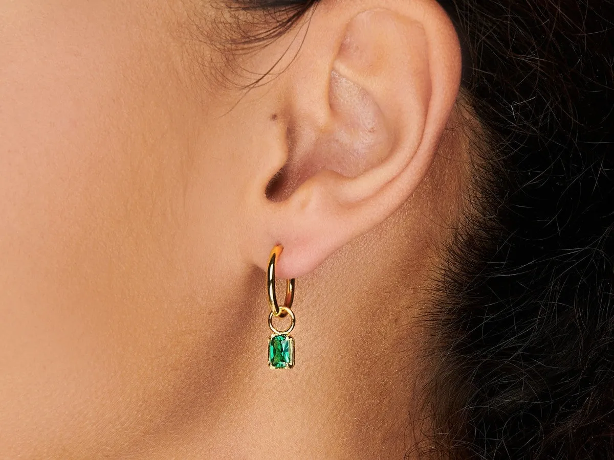 Emerald Baguette Earrings Charm