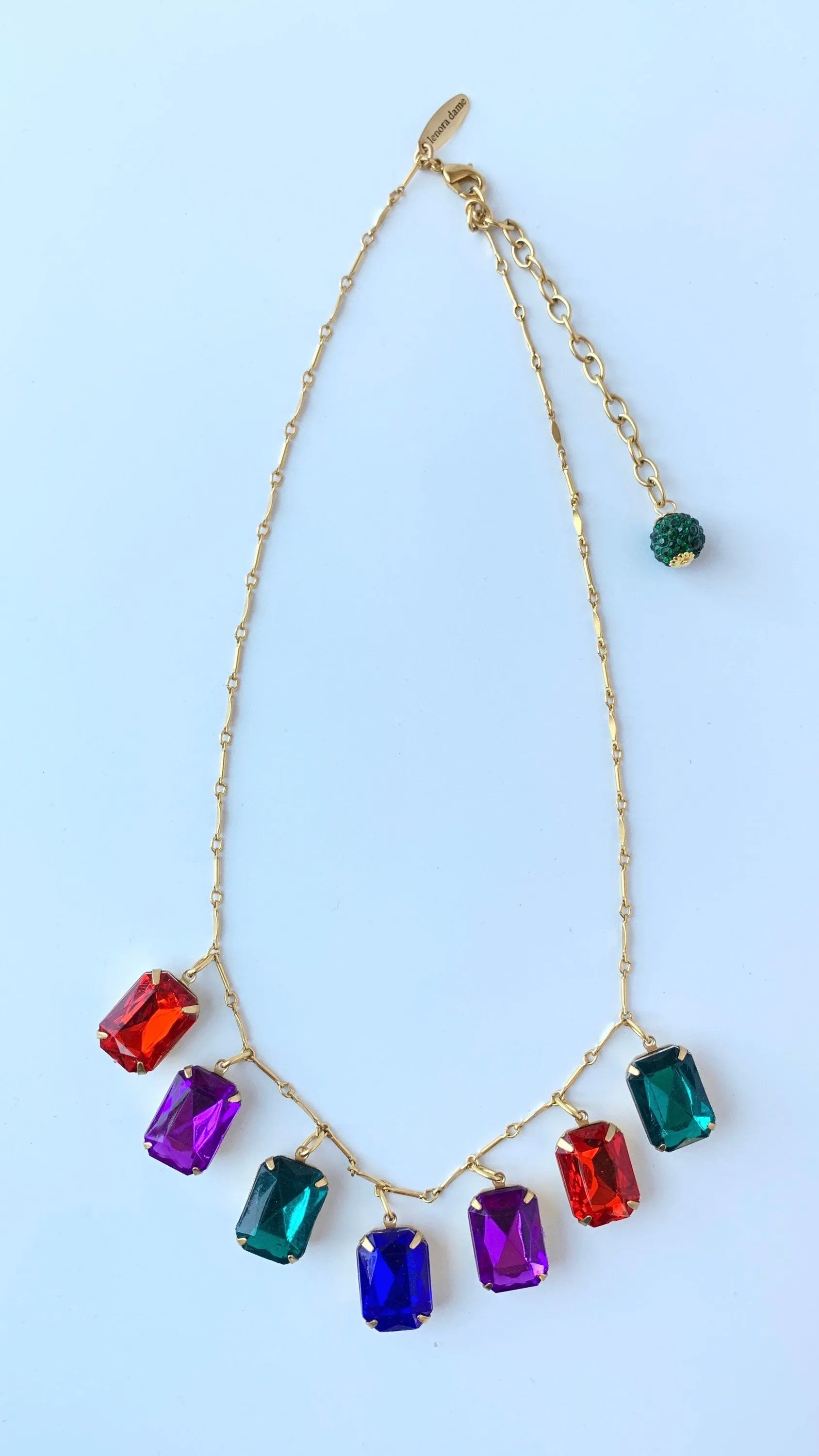 Emerald Cut Rhinestone Charm Statement Necklace