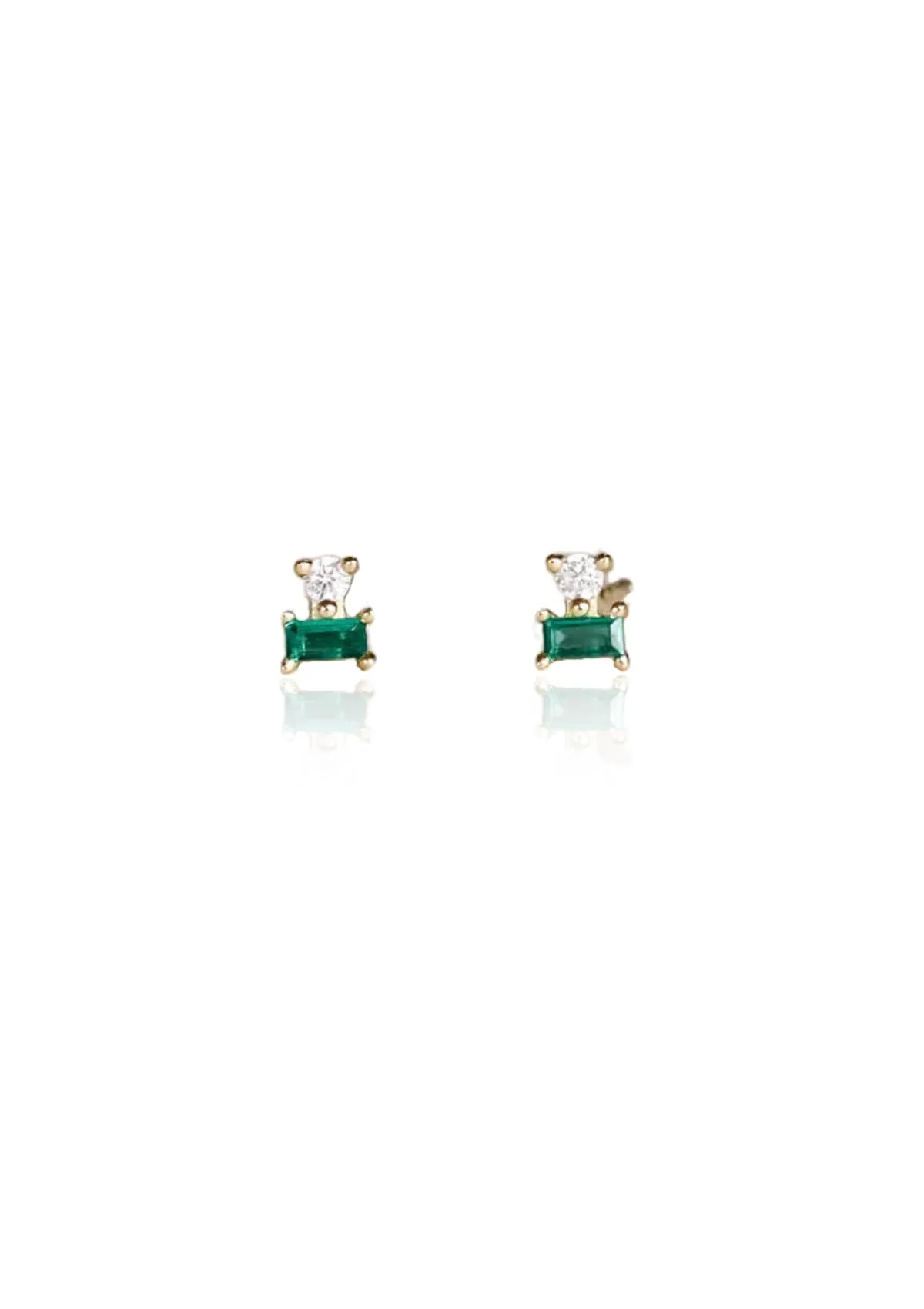 Emerald CZ Double Stack Post Earrings