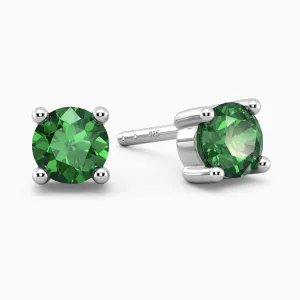 Emerald Round Shape Stud Earrings in Sterling Silver - Irosk Australia ®