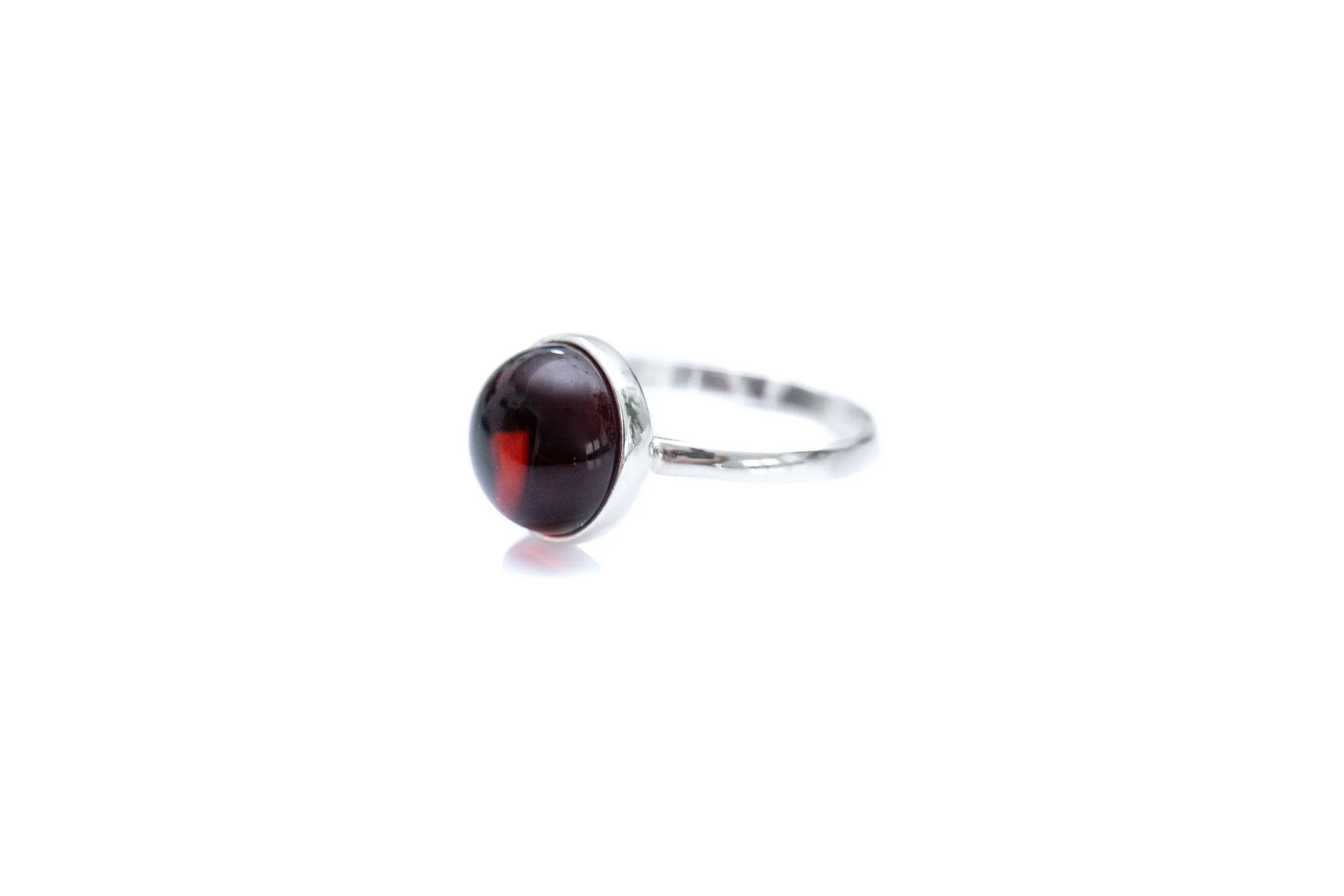 ESSENTIALS Cherry Red Amber Solitaire Ring