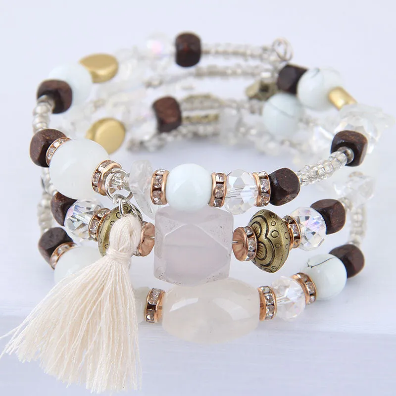 European And American Big-Name Women'S Bracelet Retro Crystal Agate Beaded Multi-Layer Winding Bracelet Bracelet