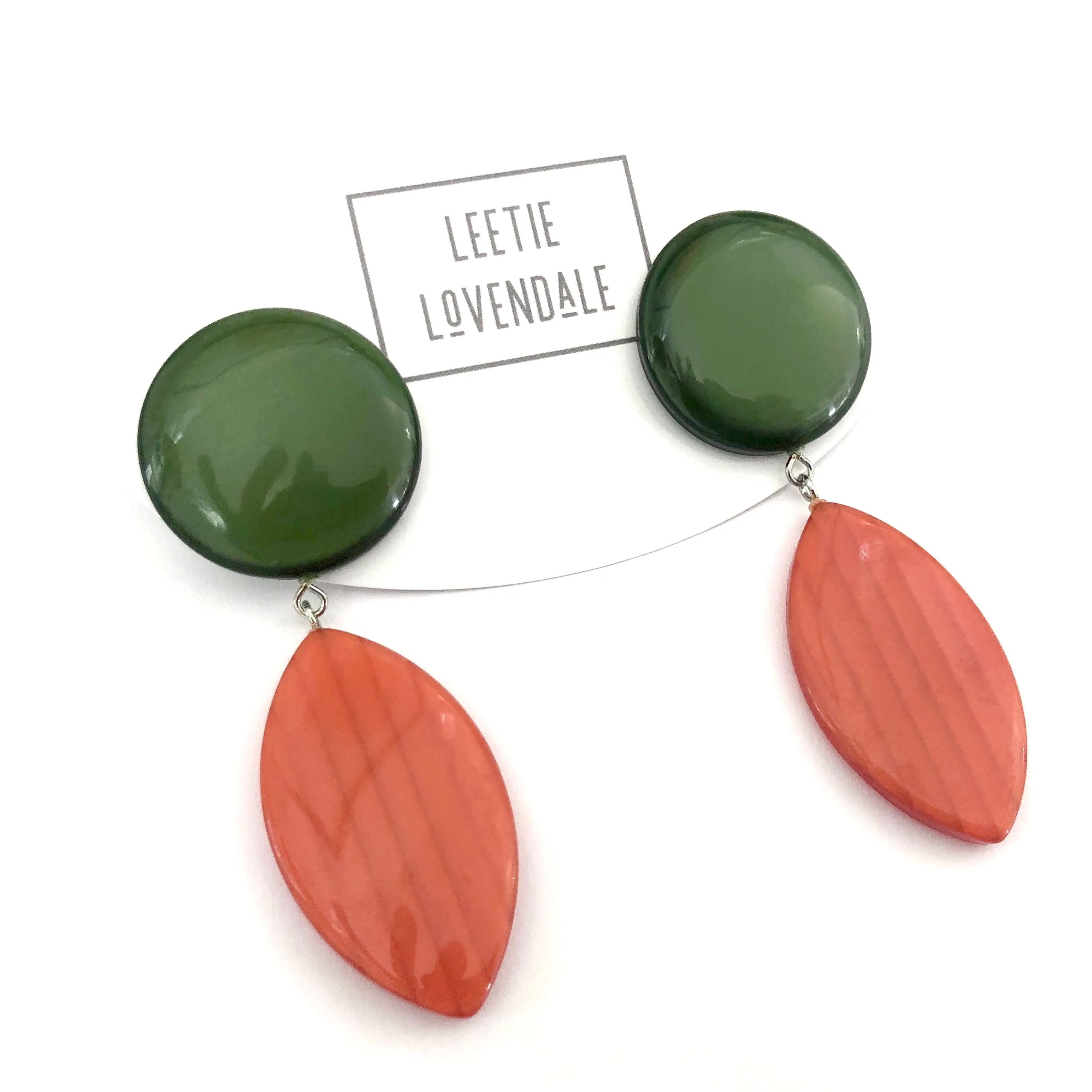 Evergreen & Rust Orange Drop Statement Earrings