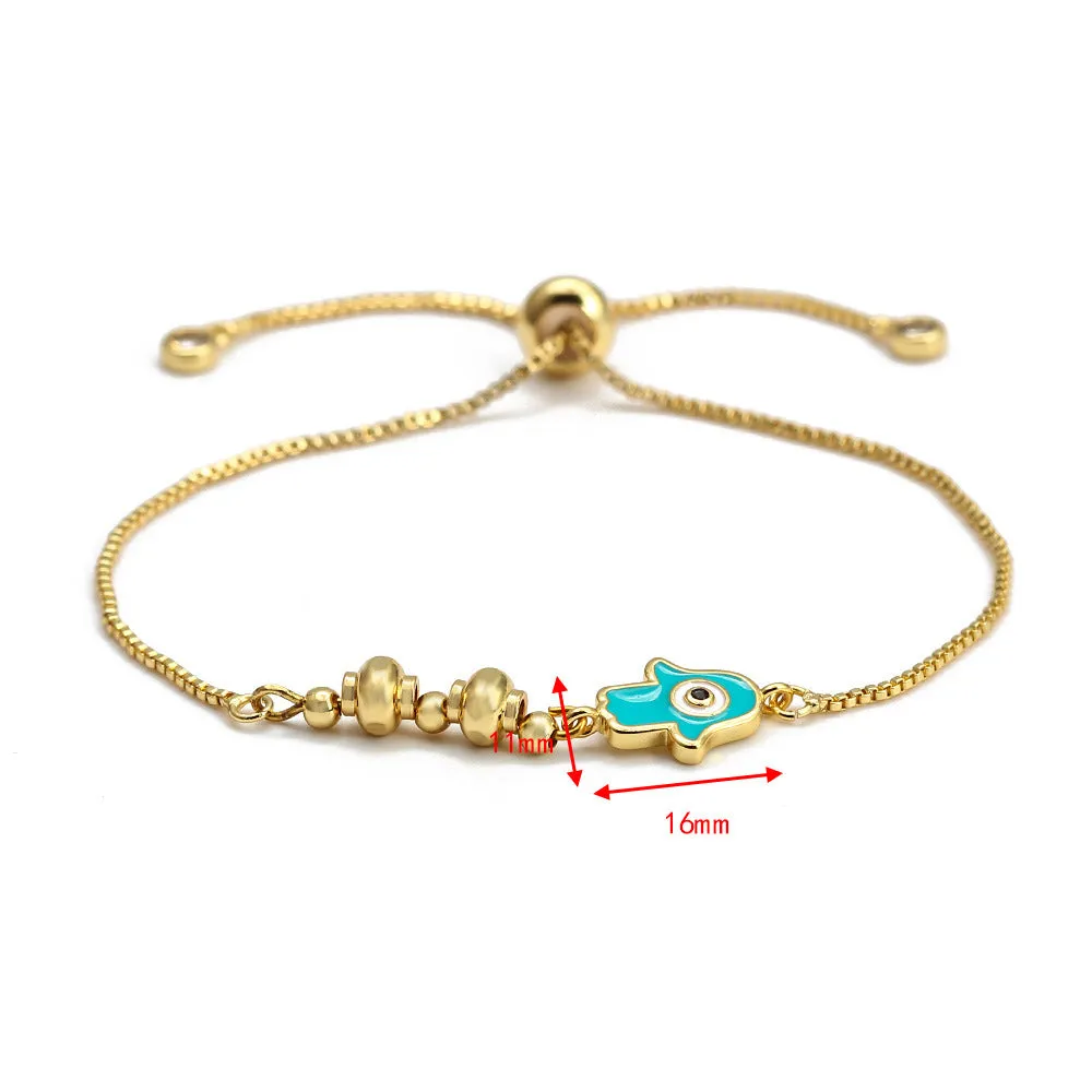 EVIL EYE Fatima Hand Tree Turkish Evil Eye Charm Bracelet Gold Color Adjustable Bracelet Fashion Jewelry for Women Girls BE149