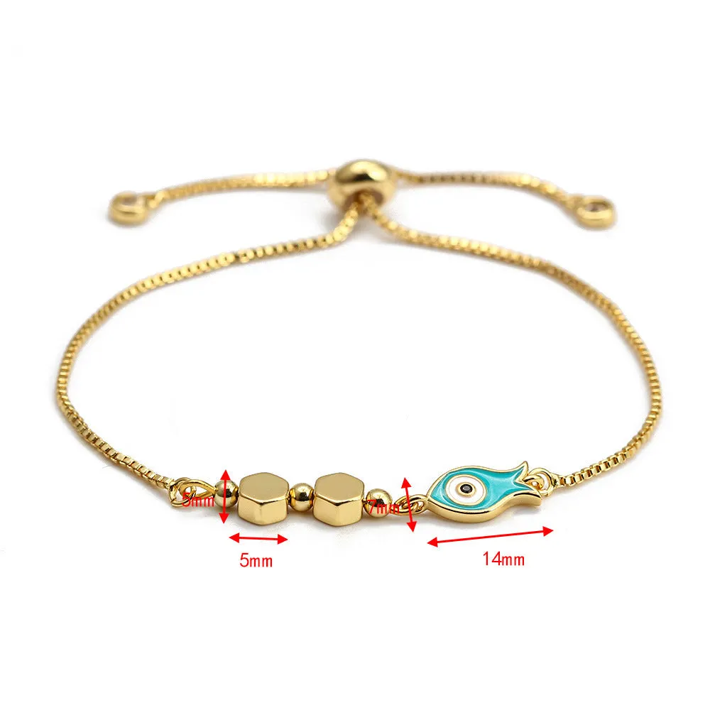 EVIL EYE Fatima Hand Tree Turkish Evil Eye Charm Bracelet Gold Color Adjustable Bracelet Fashion Jewelry for Women Girls BE149