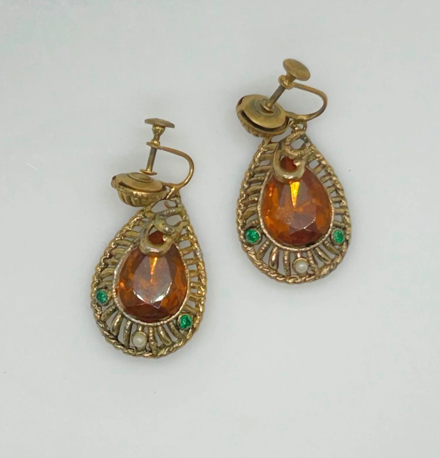 Exotic Vintage Egyptian Style Drop Earrings