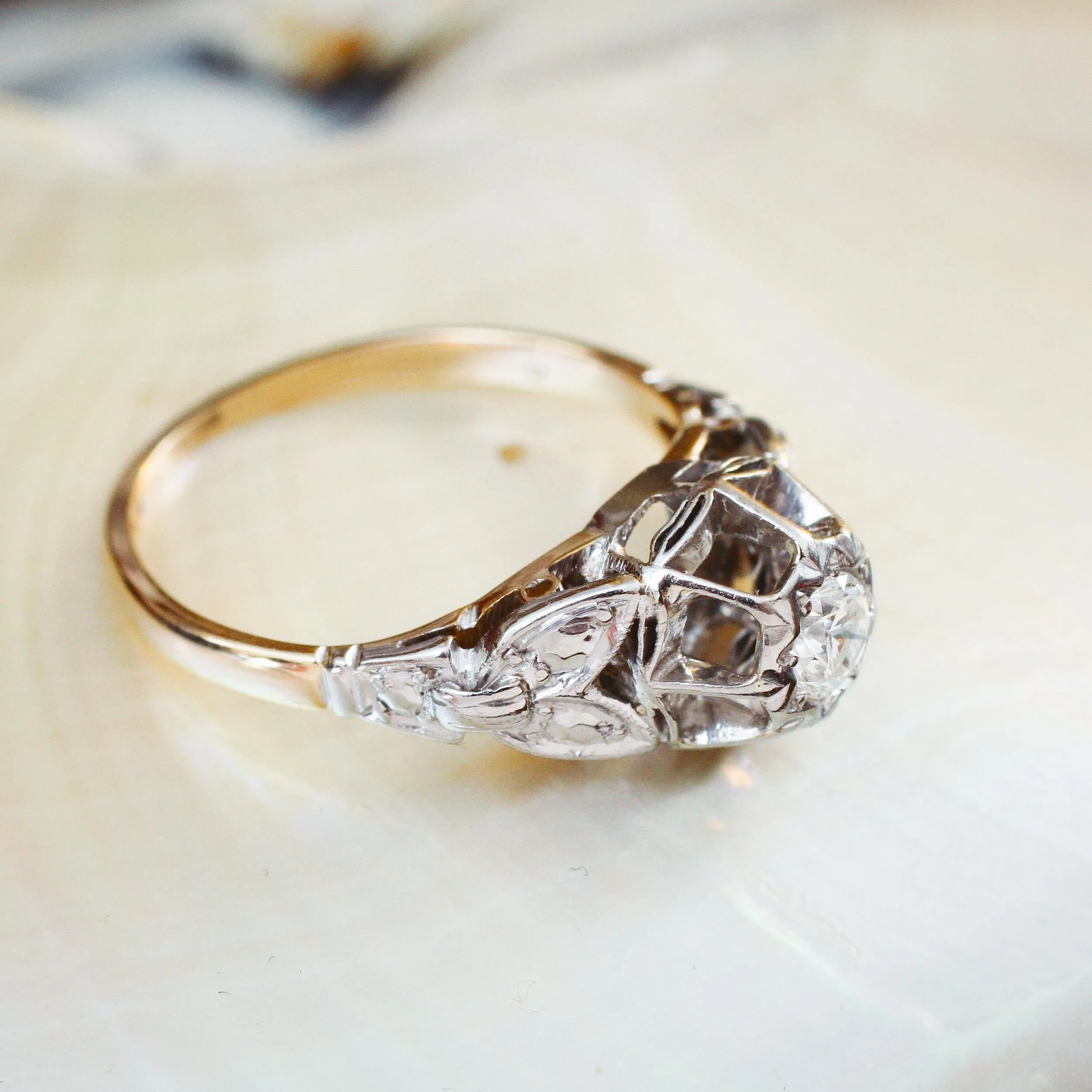 Extravagant Vintage Art Deco Diamond Engagement Ring