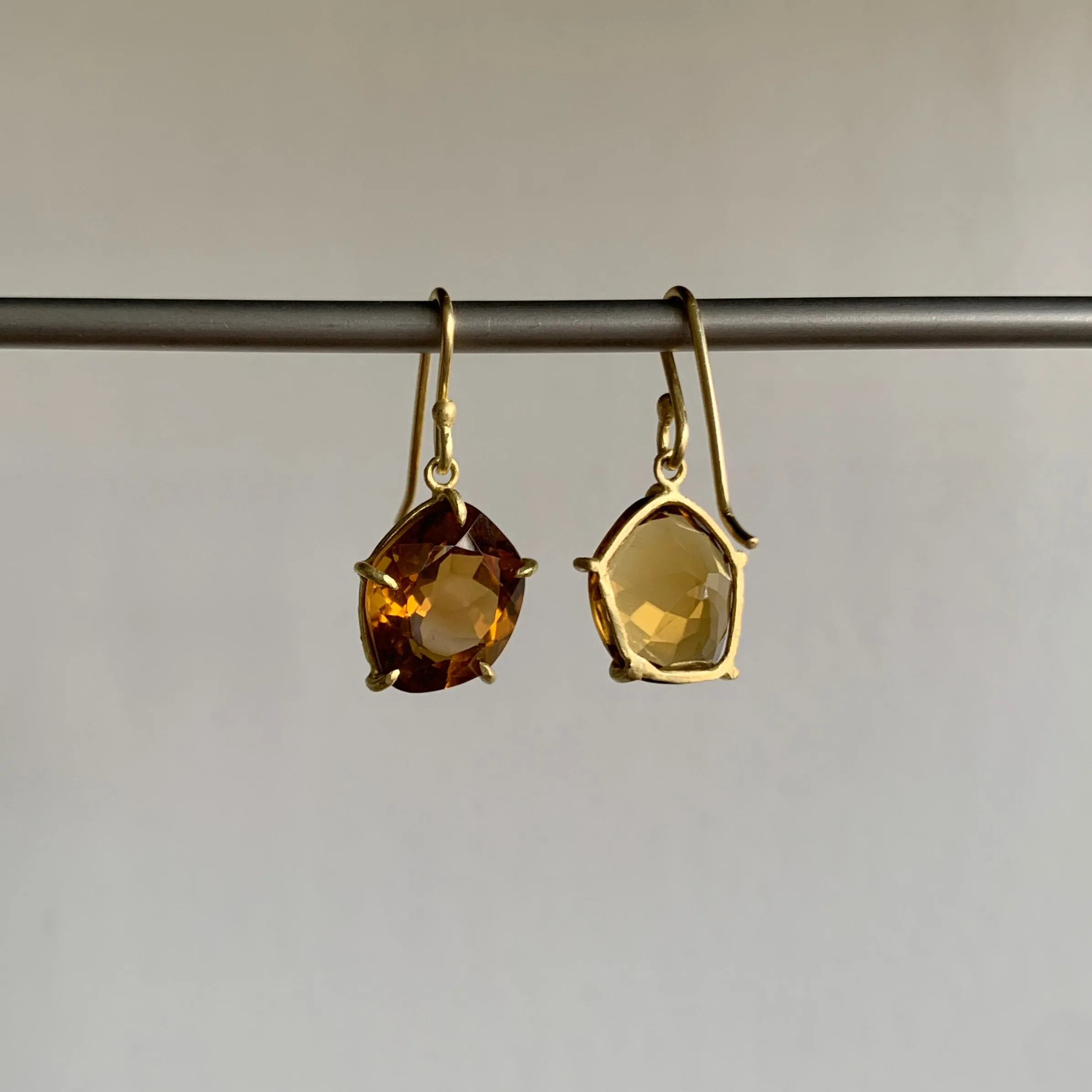 Faceted Geometric Cinnamon Quartz Earrings