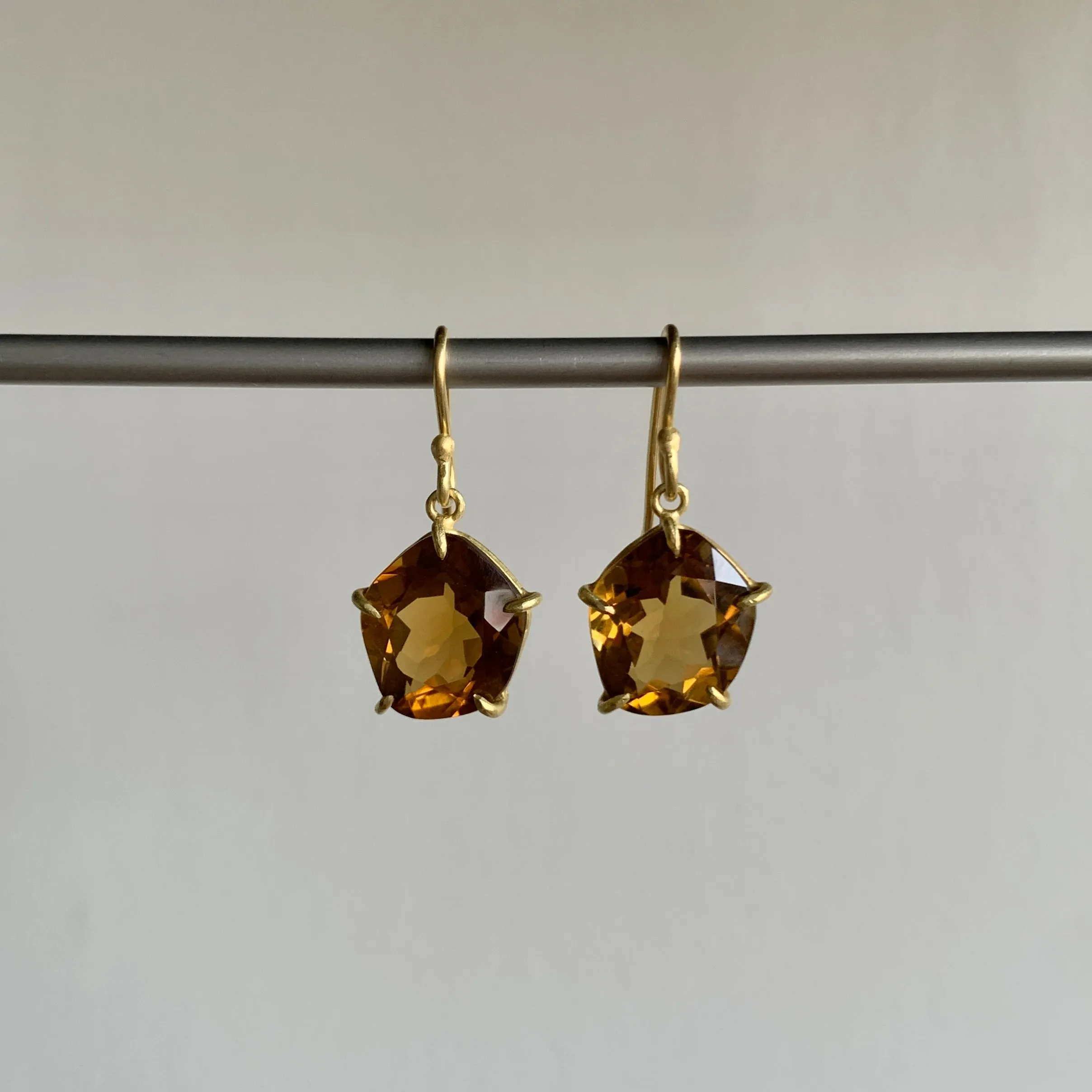 Faceted Geometric Cinnamon Quartz Earrings