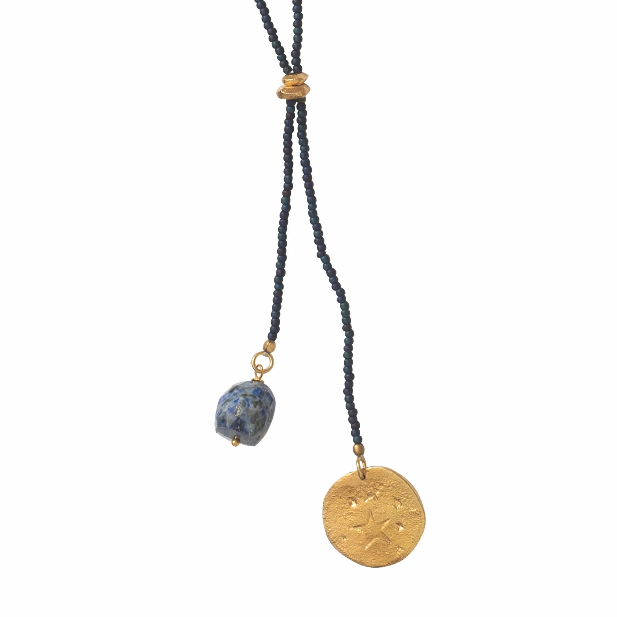 Fairy Lapis Lazuli Gold Stars Necklace - A Beautiful Story