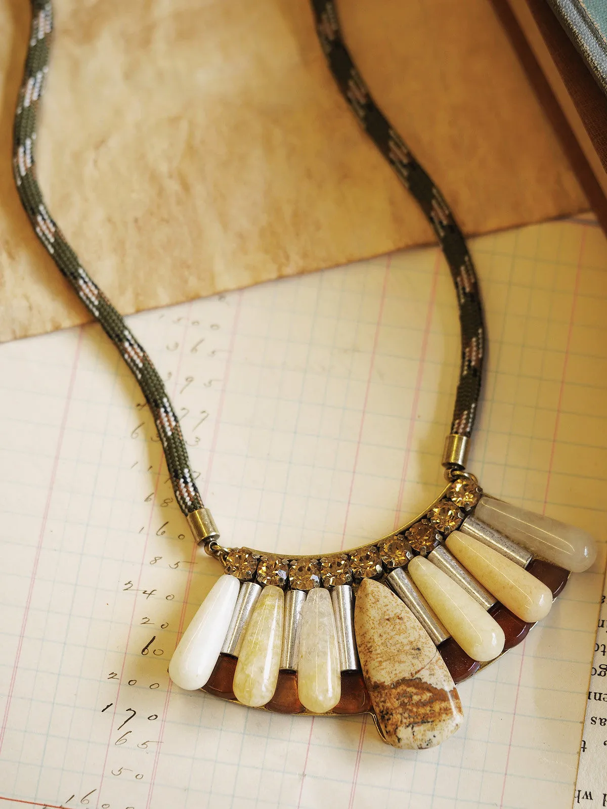 Fanning Stones Bib Necklace #X05N