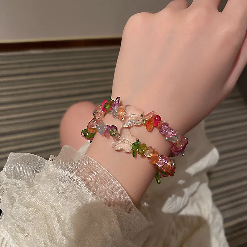 Fashion Irregular Color Stone Butterfly Bracelet