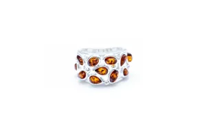 Floral Amber Cuff Ring