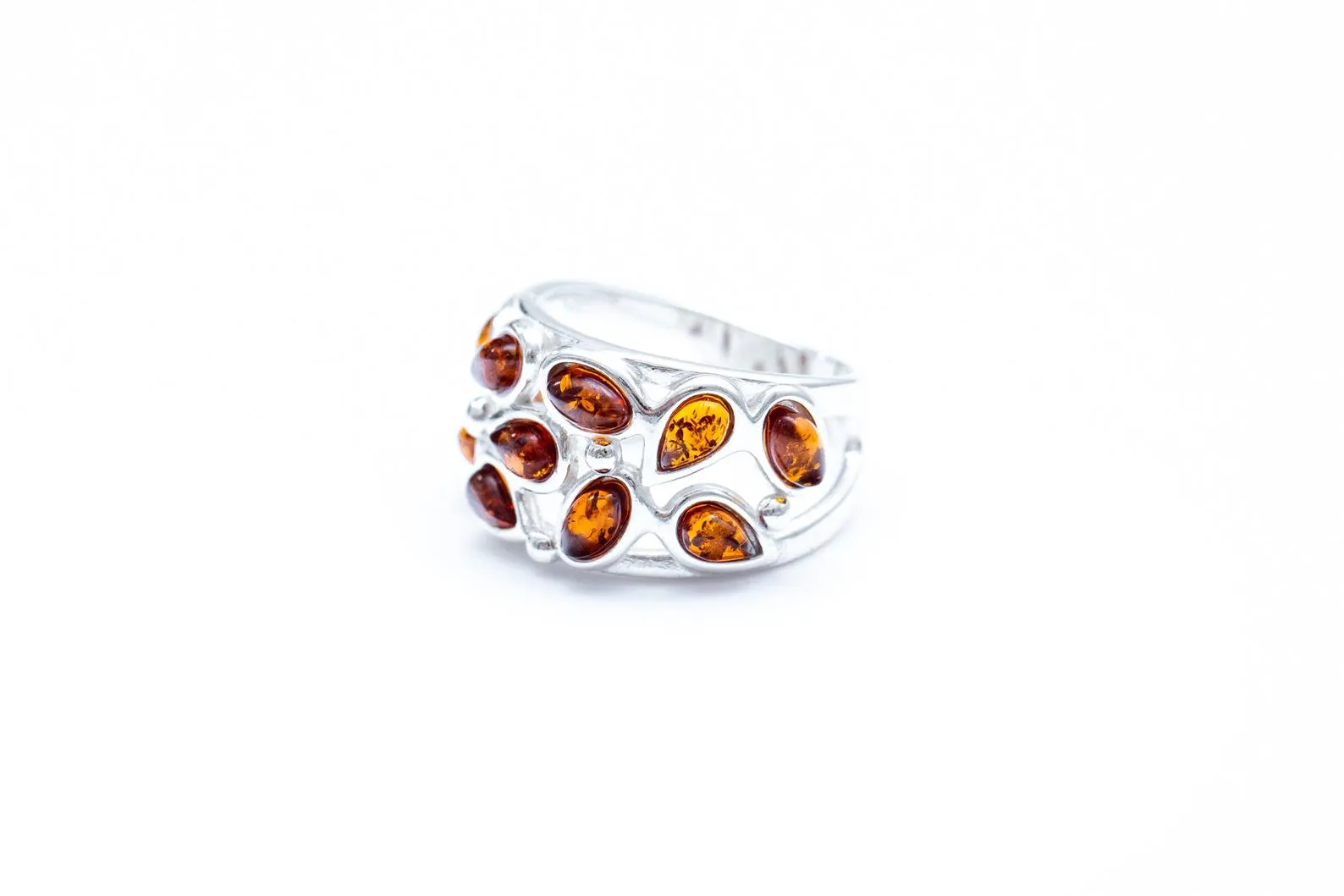 Floral Amber Cuff Ring