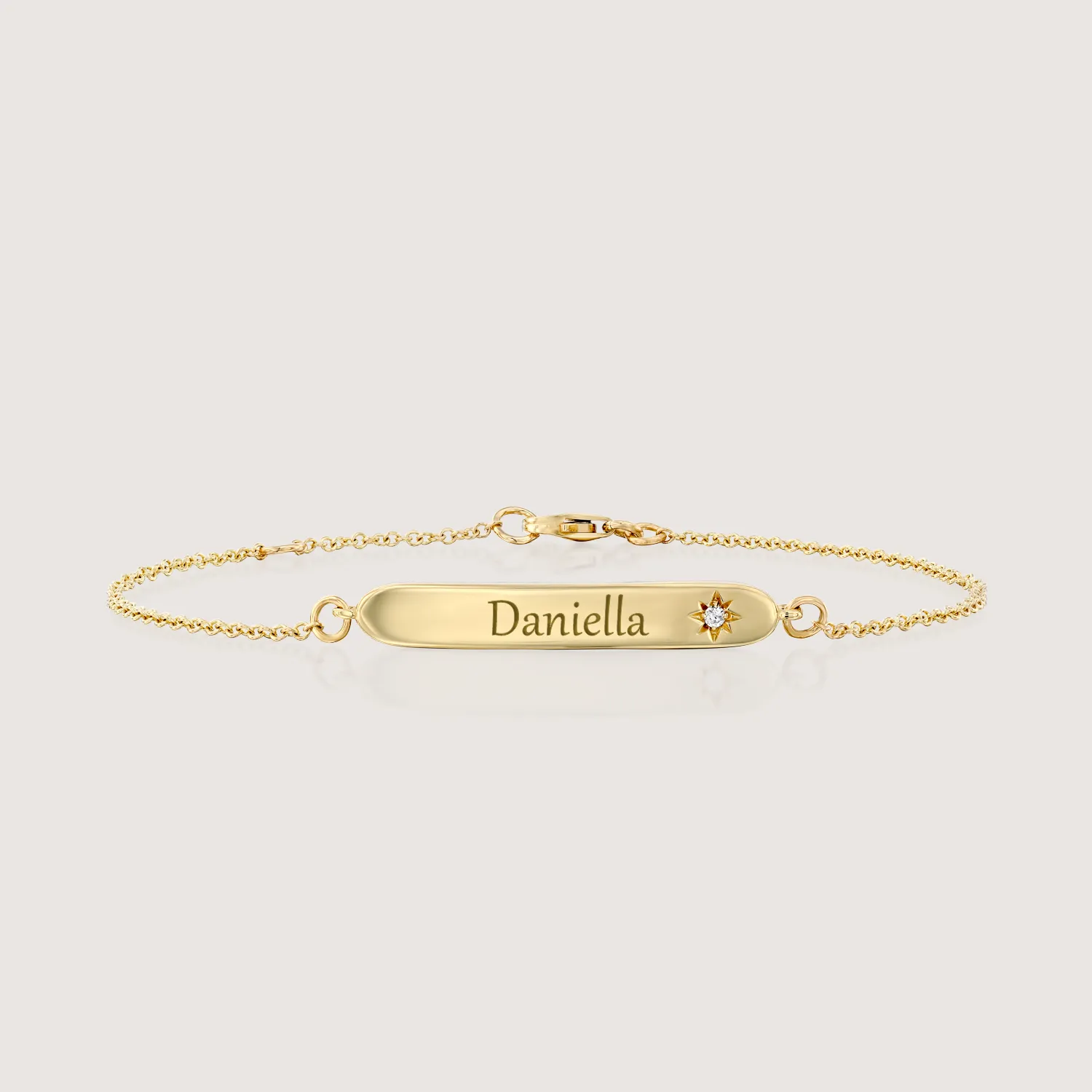 Florence Gold Bracelet With Star setting   Engraved