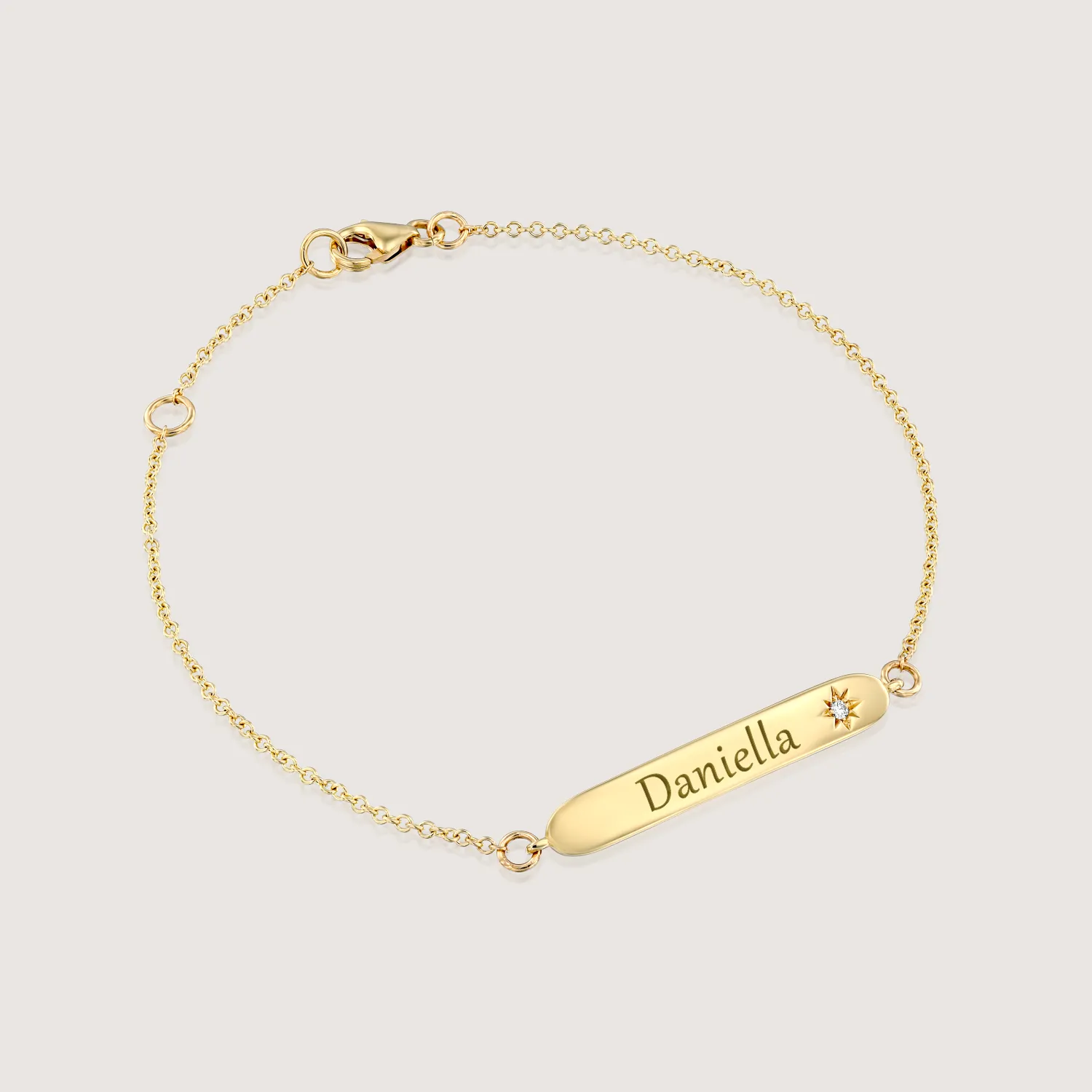 Florence Gold Bracelet With Star setting   Engraved