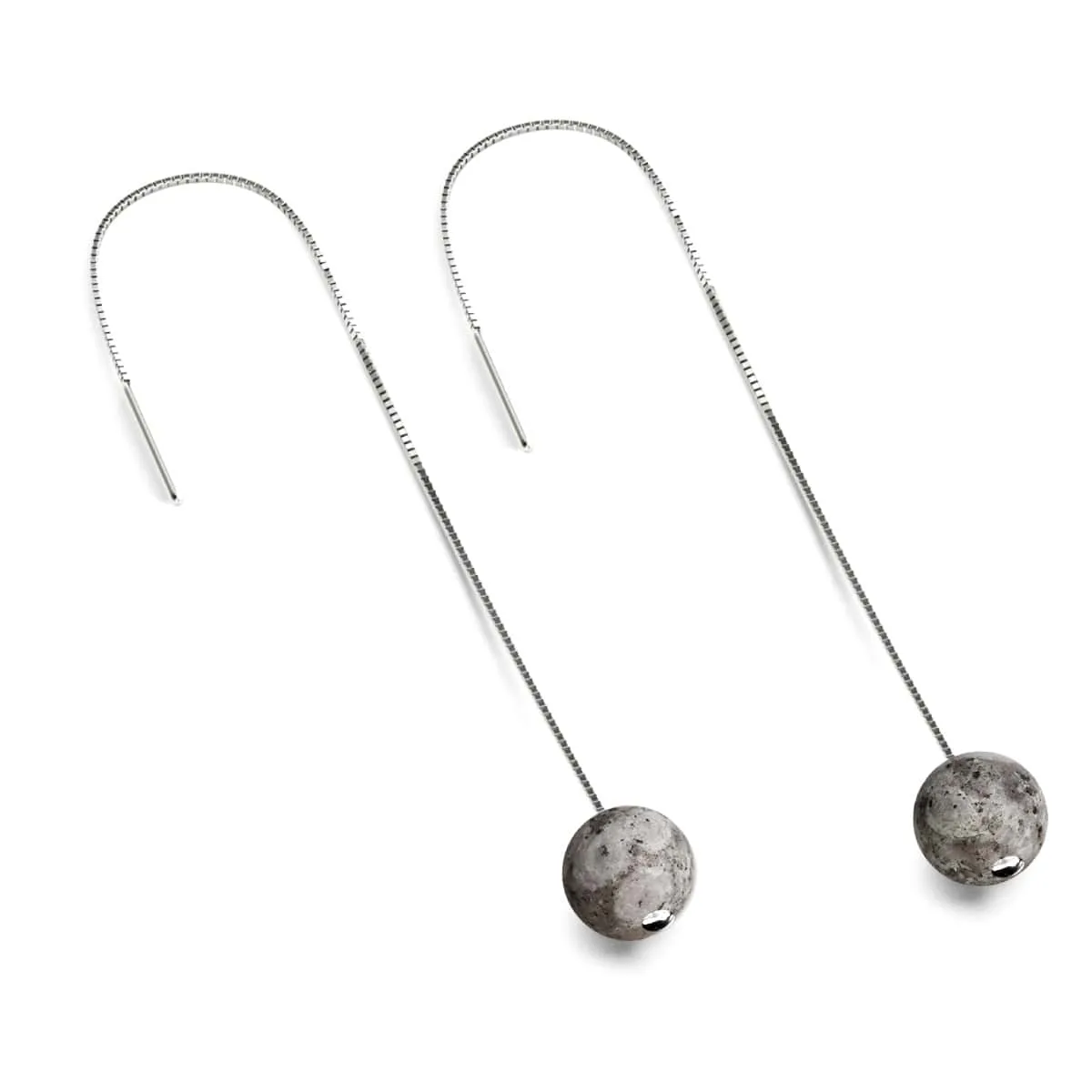 Fossil Jasper | .925 Sterling Silver | Gemstone Chain Drop Threader Earrings