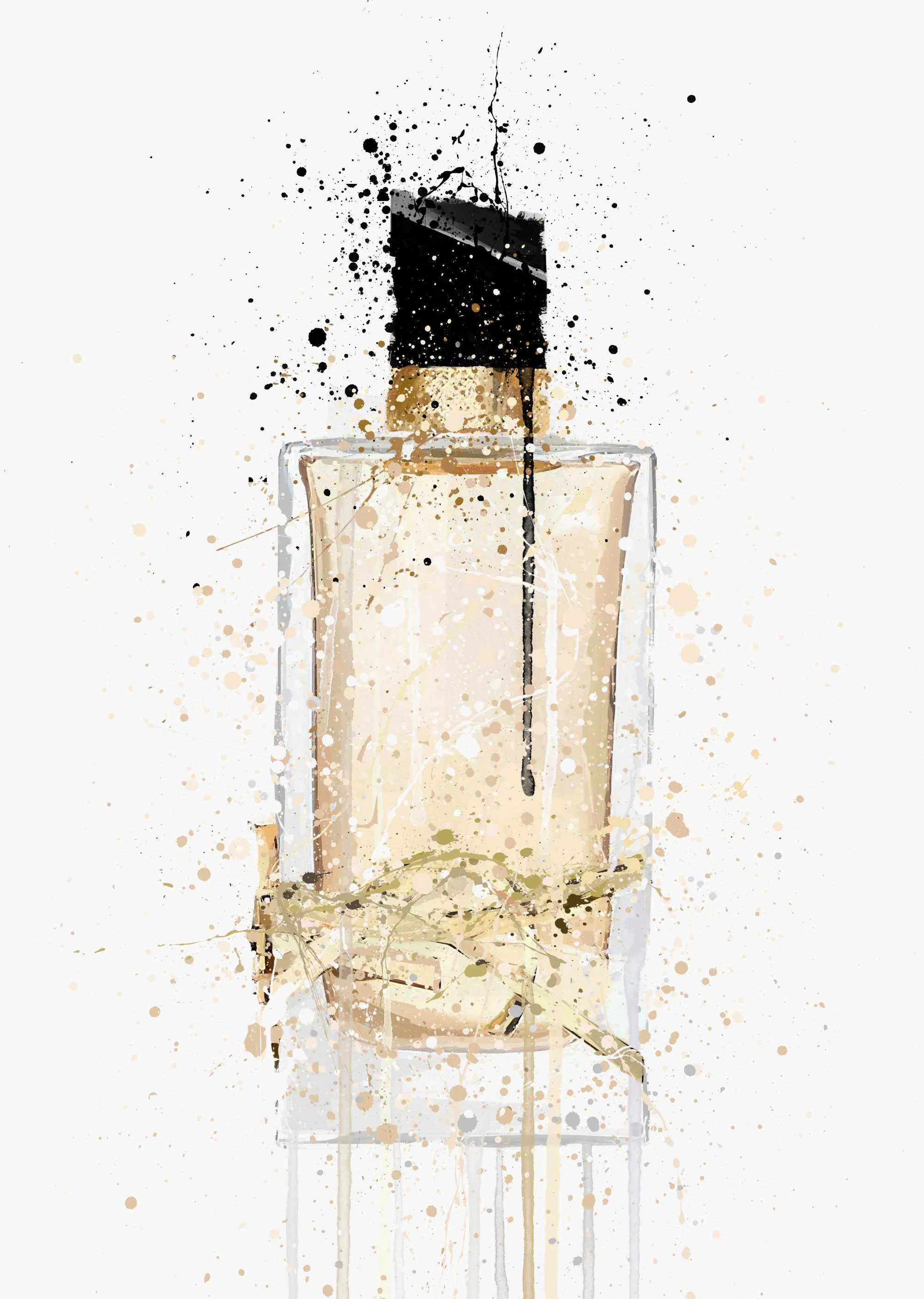 Fragrance Bottle Wall Art Print 'Platinum Gold'