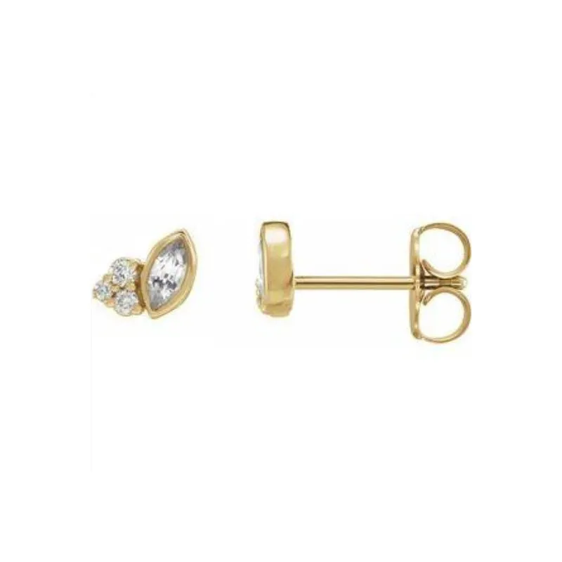 Gem & Diamond Marquise Stud Earrings (Gemstone color variety)