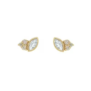 Gem & Diamond Marquise Stud Earrings (Gemstone color variety)