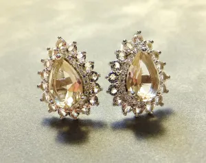 Genuine Pink Topaz Gemstone Stud Earrings