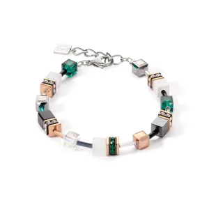 GeoCUBE® Iconic bracelet rose gold white & dark green