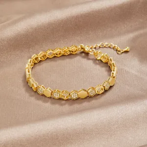 Gold & Crystal Honeycomb Bracelet