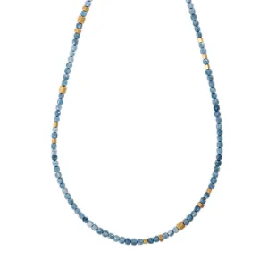 GOLD HEXAGON BEADS   BLUE OPAL BEADED NECKLACE