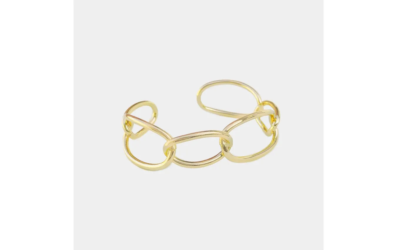 Gold Wide Link Cuff Bracelet