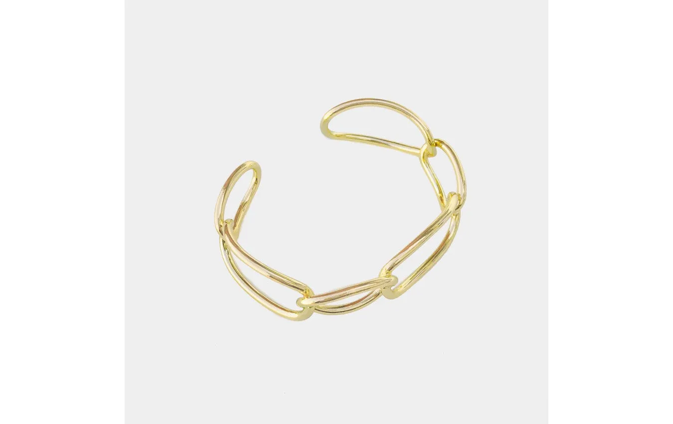 Gold Wide Link Cuff Bracelet