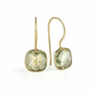 Green Amethyst Earrings | Gold