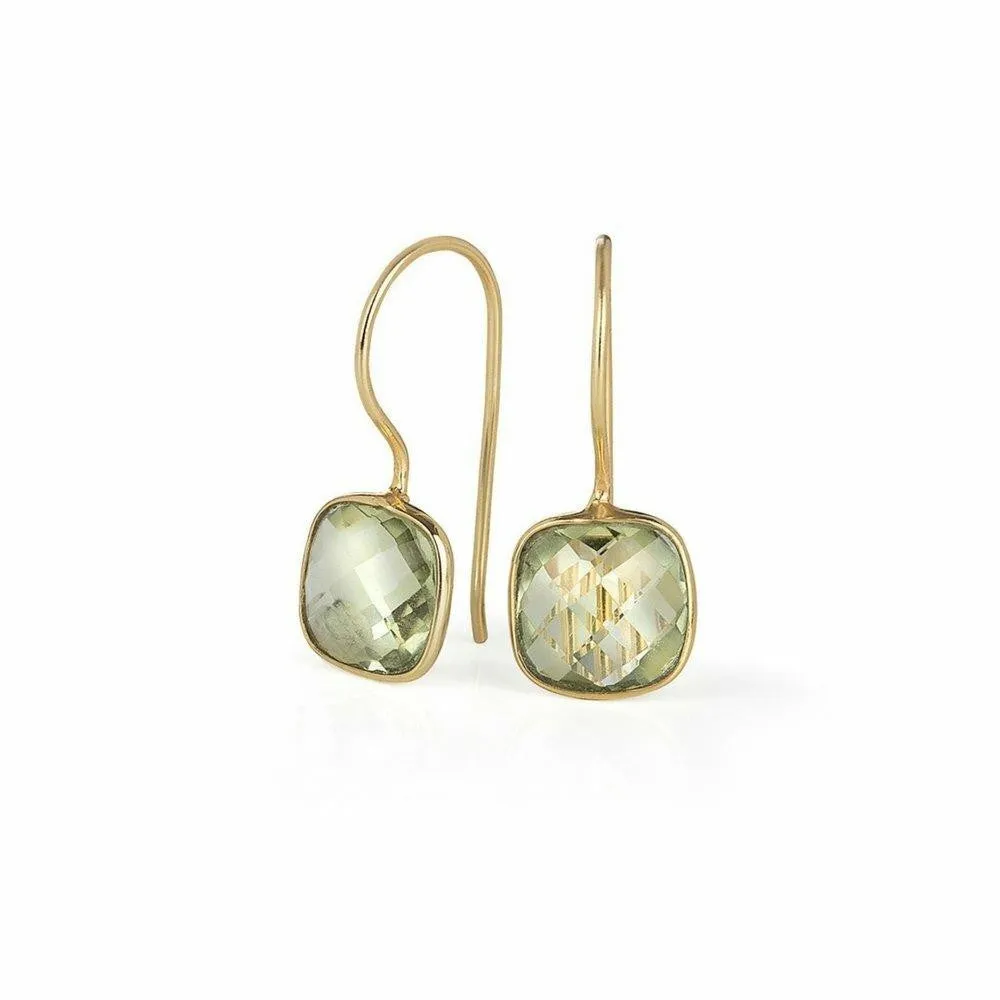 Green Amethyst Earrings | Gold