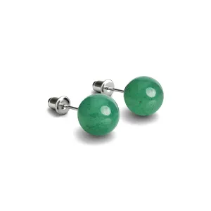 Green Jade | .925 Sterling Silver | Gemstone Stud Earrings