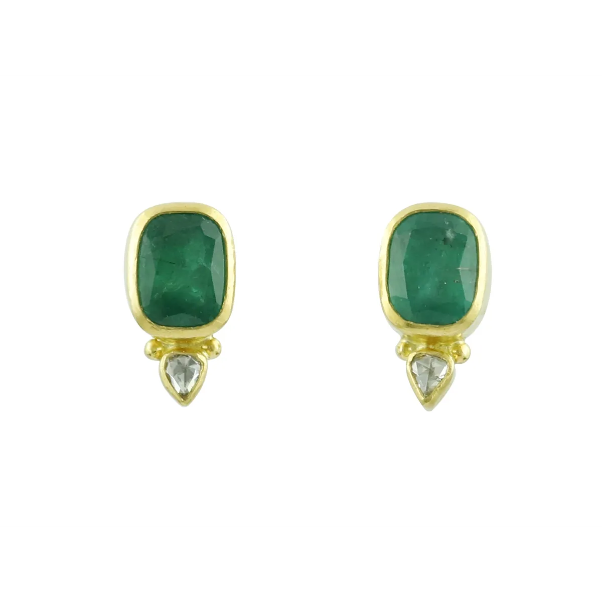 Gurhan One of a Kind 24K Yellow Gold Emerald Earrings with Diamond