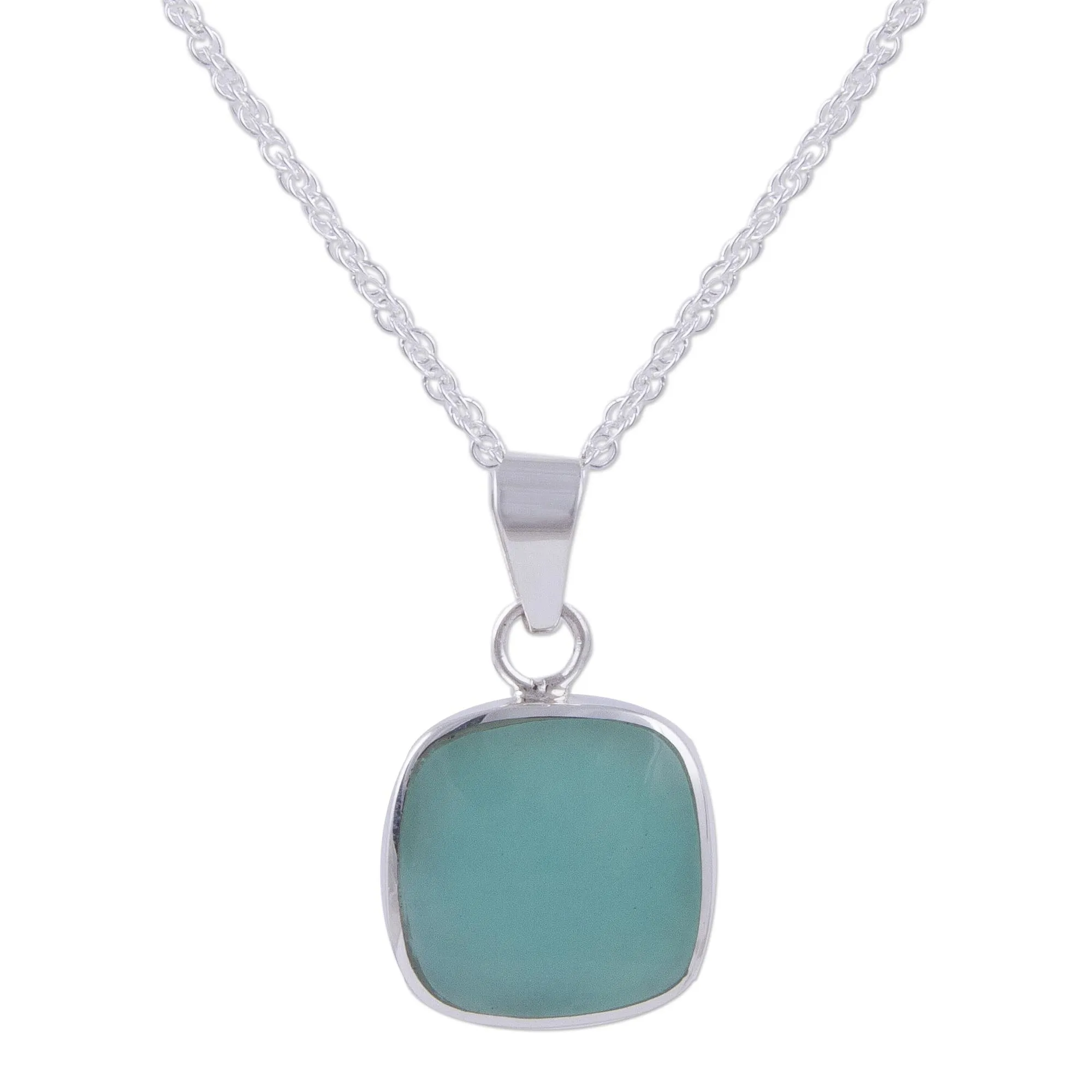 Handcrafted Andean Sterling Silver Necklace with Opal - Window | NOVICA