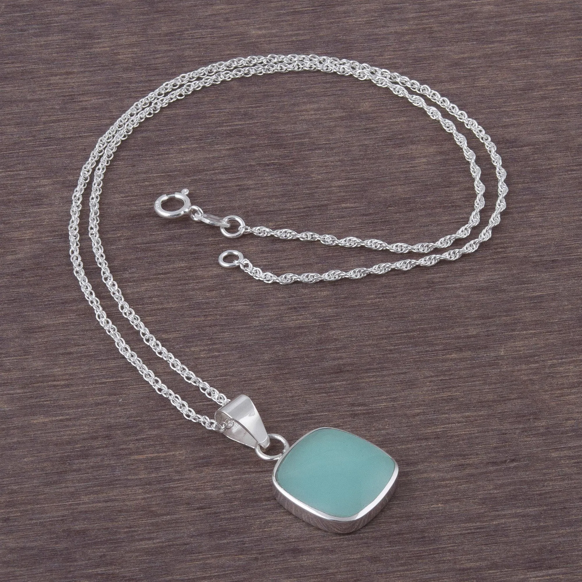 Handcrafted Andean Sterling Silver Necklace with Opal - Window | NOVICA