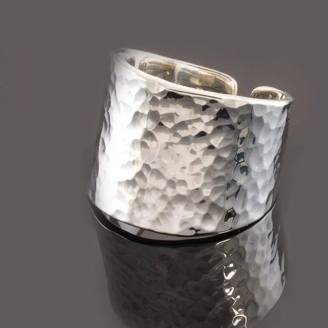 Handmade Hammered Sterling Silver Cuff Ring