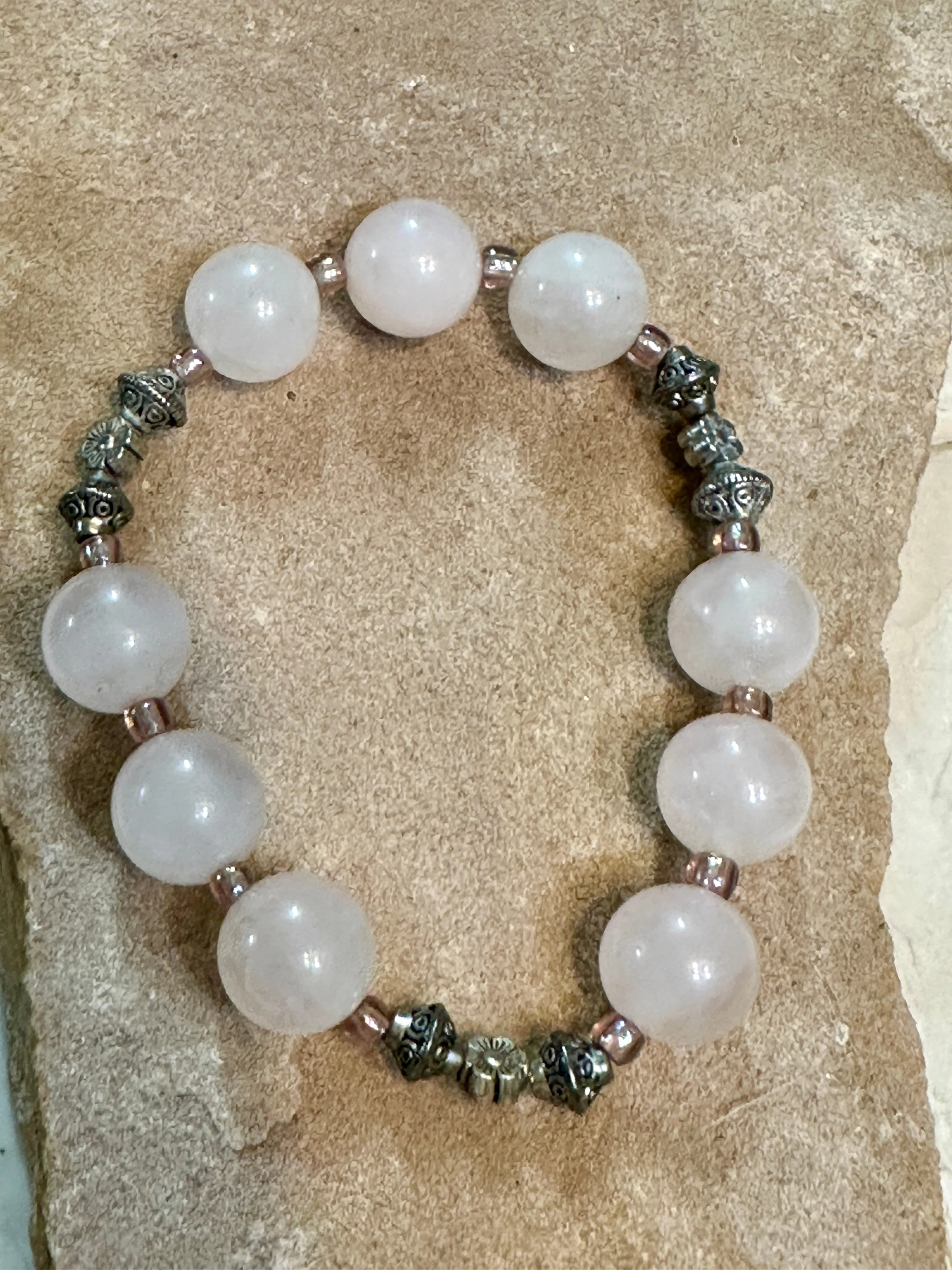 Handmade light Pink Rose Quartz Bracelet