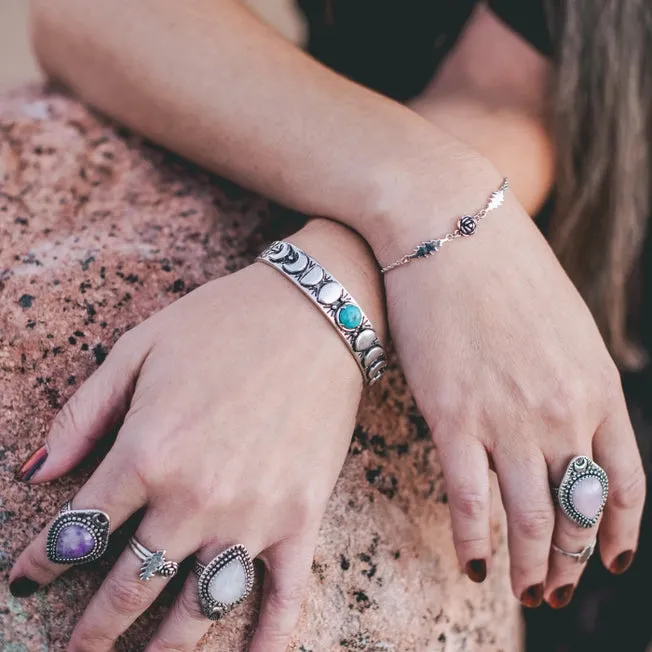 Hiouchi Moon Phases Cuff Bracelet | Turquoise | Gold   Silver