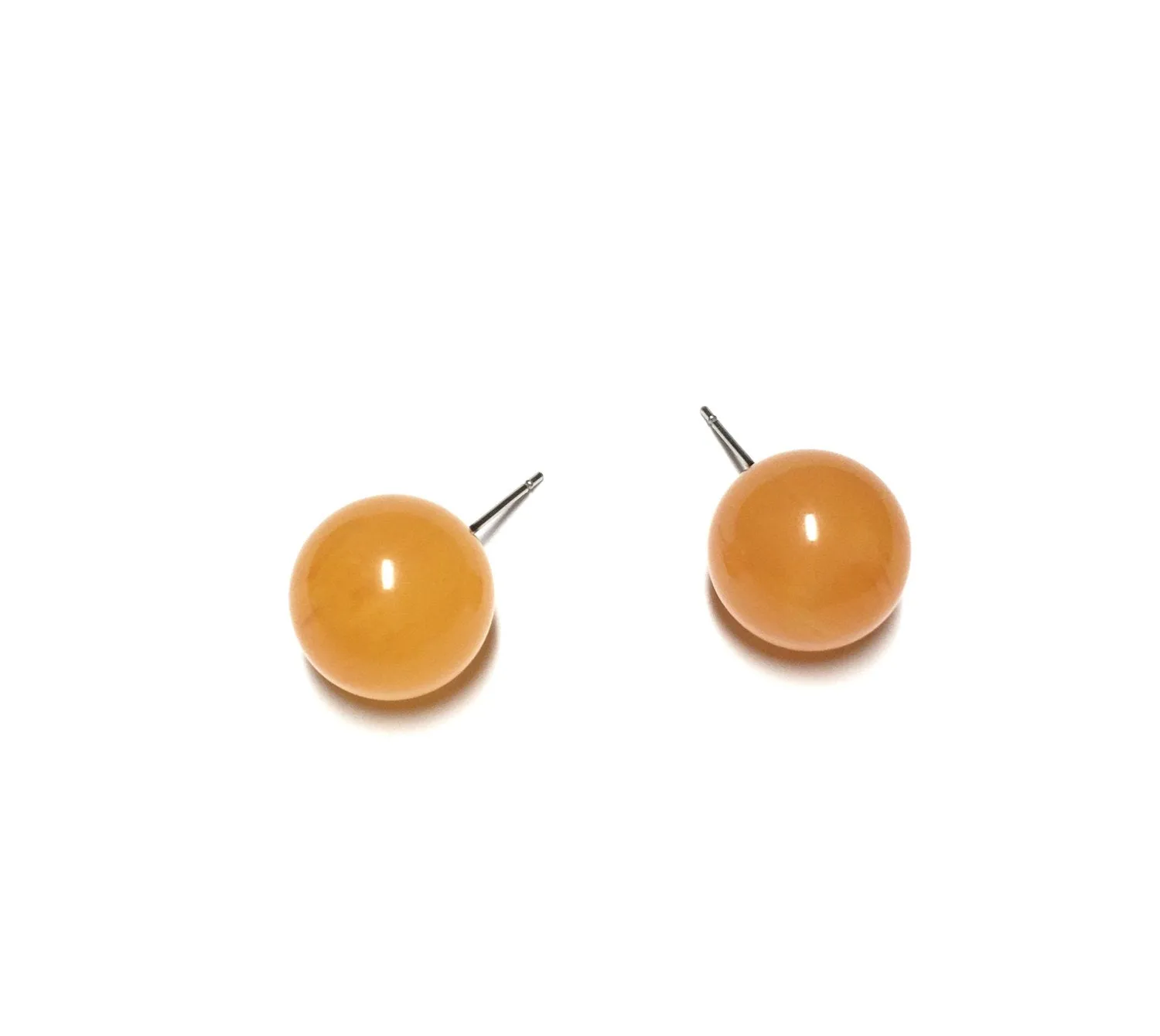 Honey Amber Yellow Marbled Lucite Stud Earrings