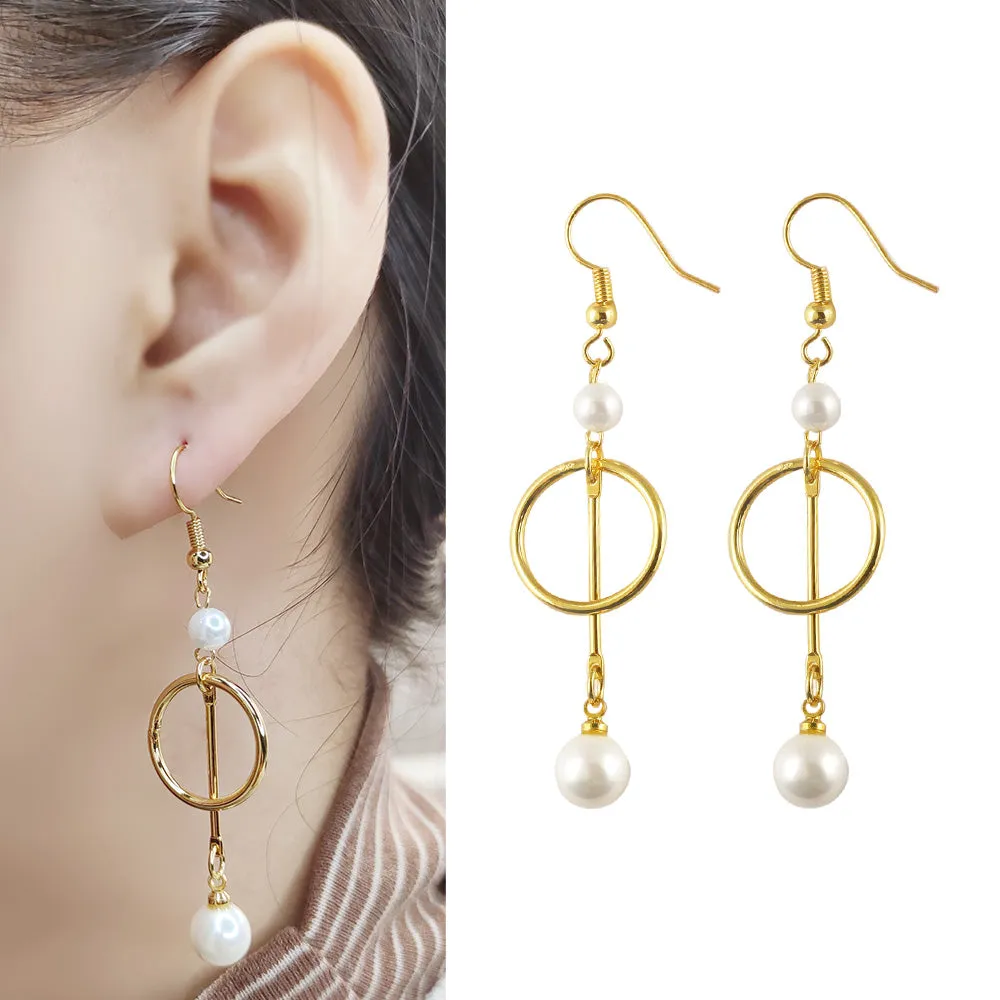 Imitation Pearls 24K Earrings Drop Gold-Plated Copper Earrings Jewelry Gift Present for Woman E9